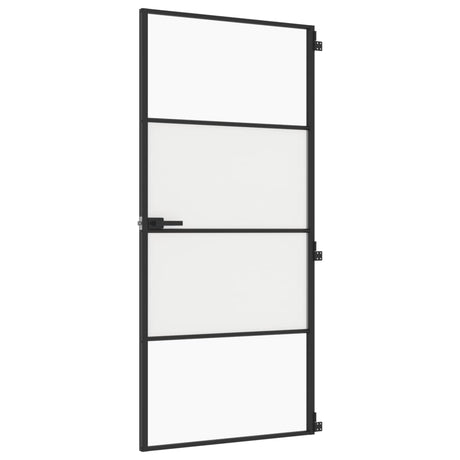 Vidaxl binnendeur smal 93x201,5 cm gehard glas en aluminium zwart