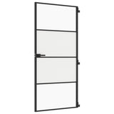 Vidaxl Porte intérieure étroite 93x201,5 cm Verre durcie et noir en aluminium