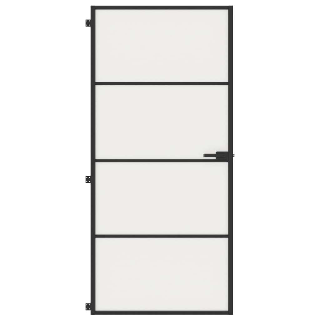 Vidaxl binnendeur smal 93x201,5 cm gehard glas en aluminium zwart