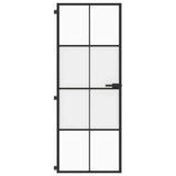 Vidaxl binnendeur smal 76x201,5 cm gehard glas en aluminium zwart