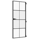 Vidaxl binnendeur smal 83x201,5 cm gehard glas en aluminium zwart