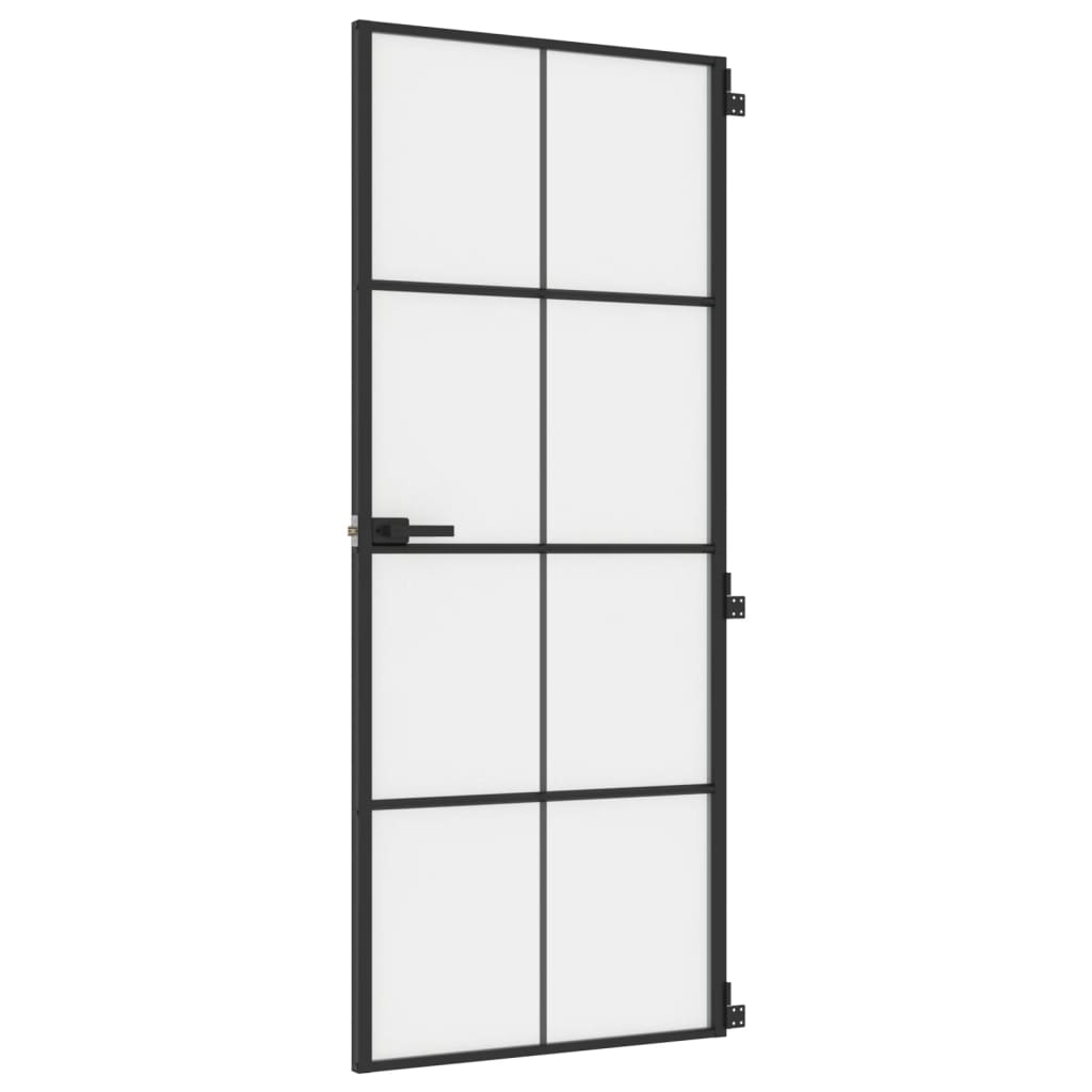 Vidaxl binnendeur smal 83x201,5 cm gehard glas en aluminium zwart