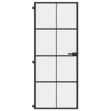 Vidaxl binnendeur smal 83x201,5 cm gehard glas en aluminium zwart