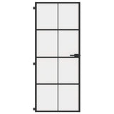 Vidaxl binnendeur smal 83x201,5 cm gehard glas en aluminium zwart
