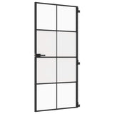 Vidaxl binnendeur smal 93x201,5 cm gehard glas en aluminium zwart