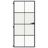 Vidaxl binnendeur smal 93x201,5 cm gehard glas en aluminium zwart
