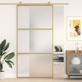 VIDAXL -Schiebetür 102,5 x 205 cm mattes ESG -Glas und Aluminium Gold gefärbt