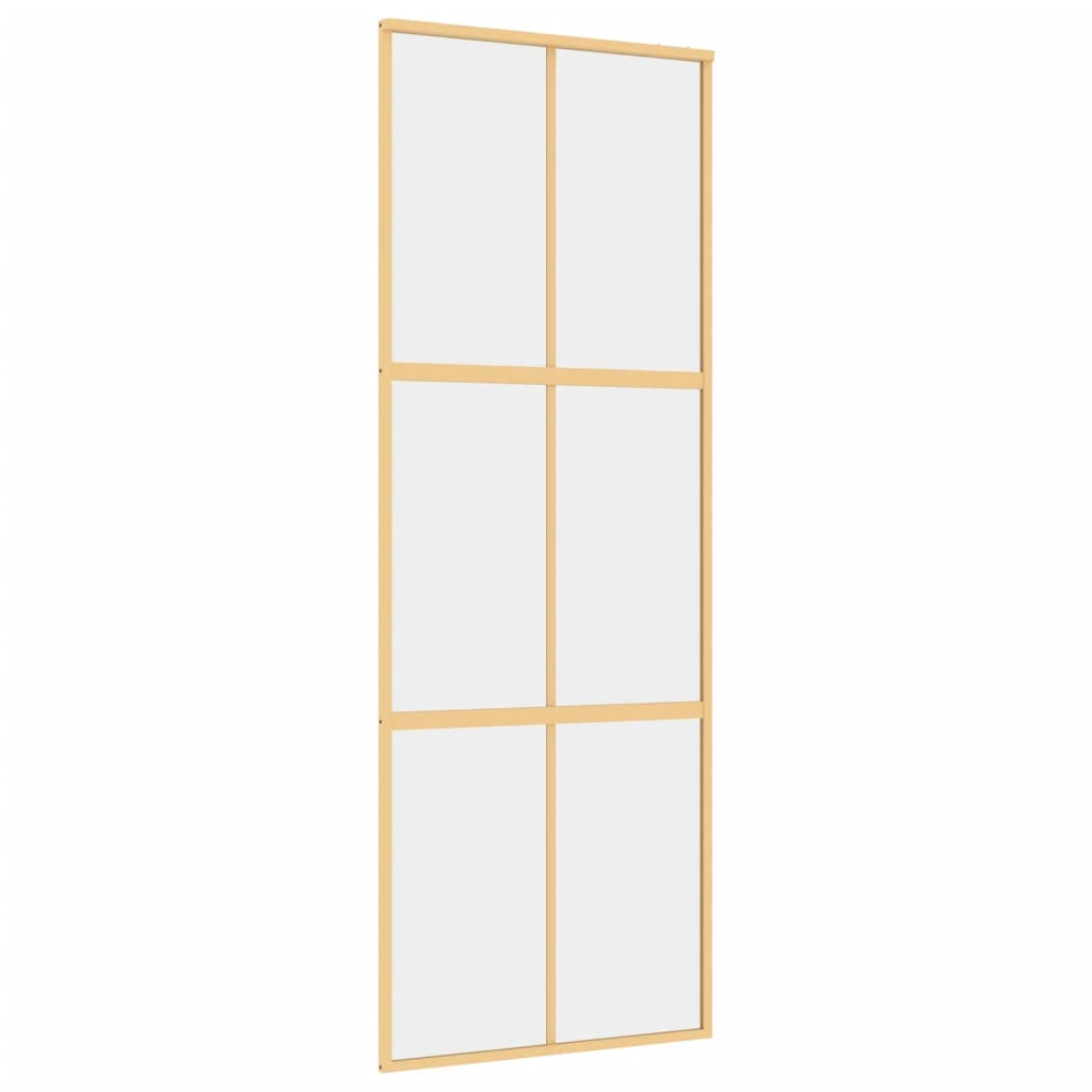 Vidaxl Sliding Porte 76x205 cm Verre ESG transparent et en aluminium or de couleur