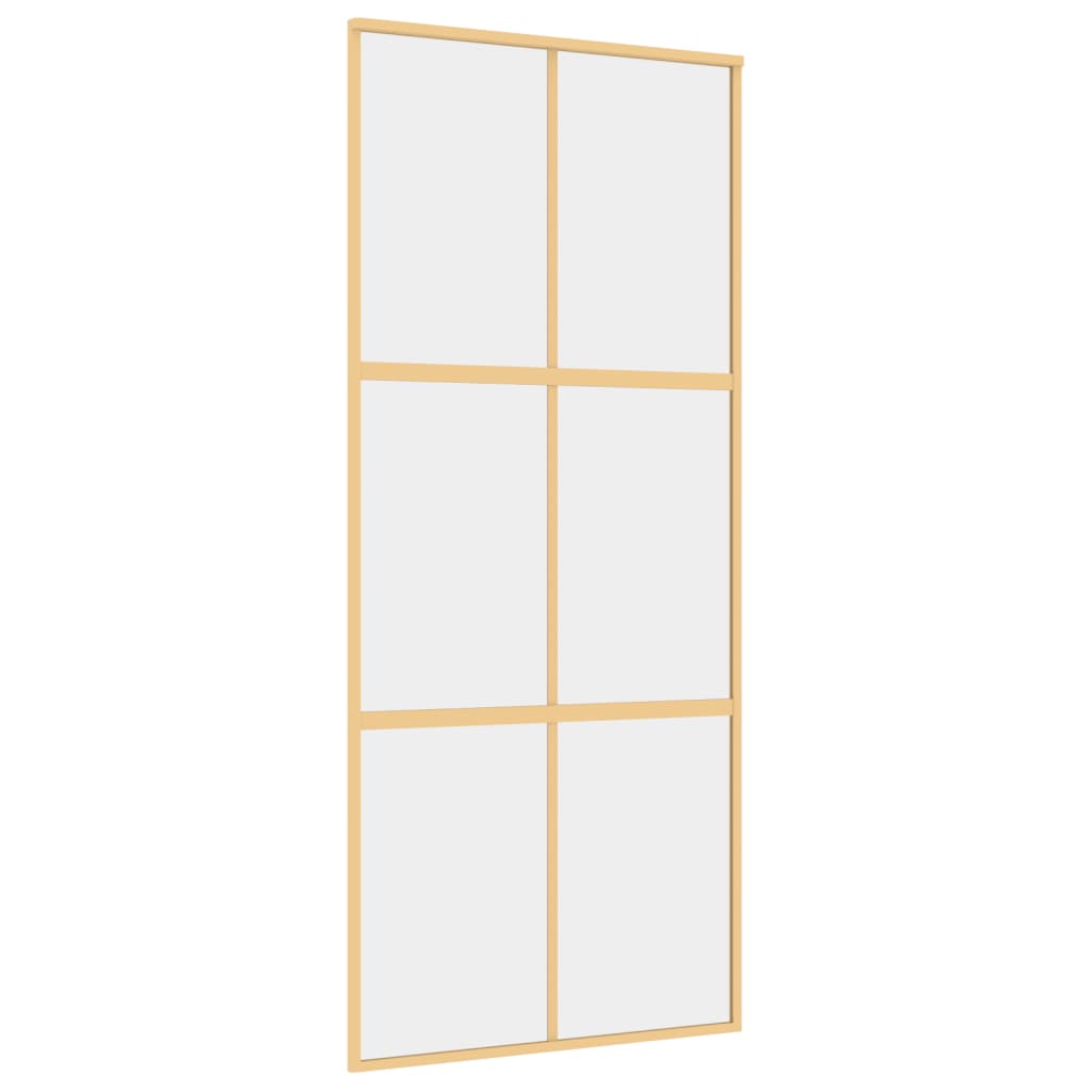 Vidaxl Schiebetür 90x205 cm klares ESG -Glas und Aluminium Gold gefärbt