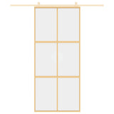 Vidaxl schuifdeur 90x205 cm helder esg-glas en aluminium goudkleurig