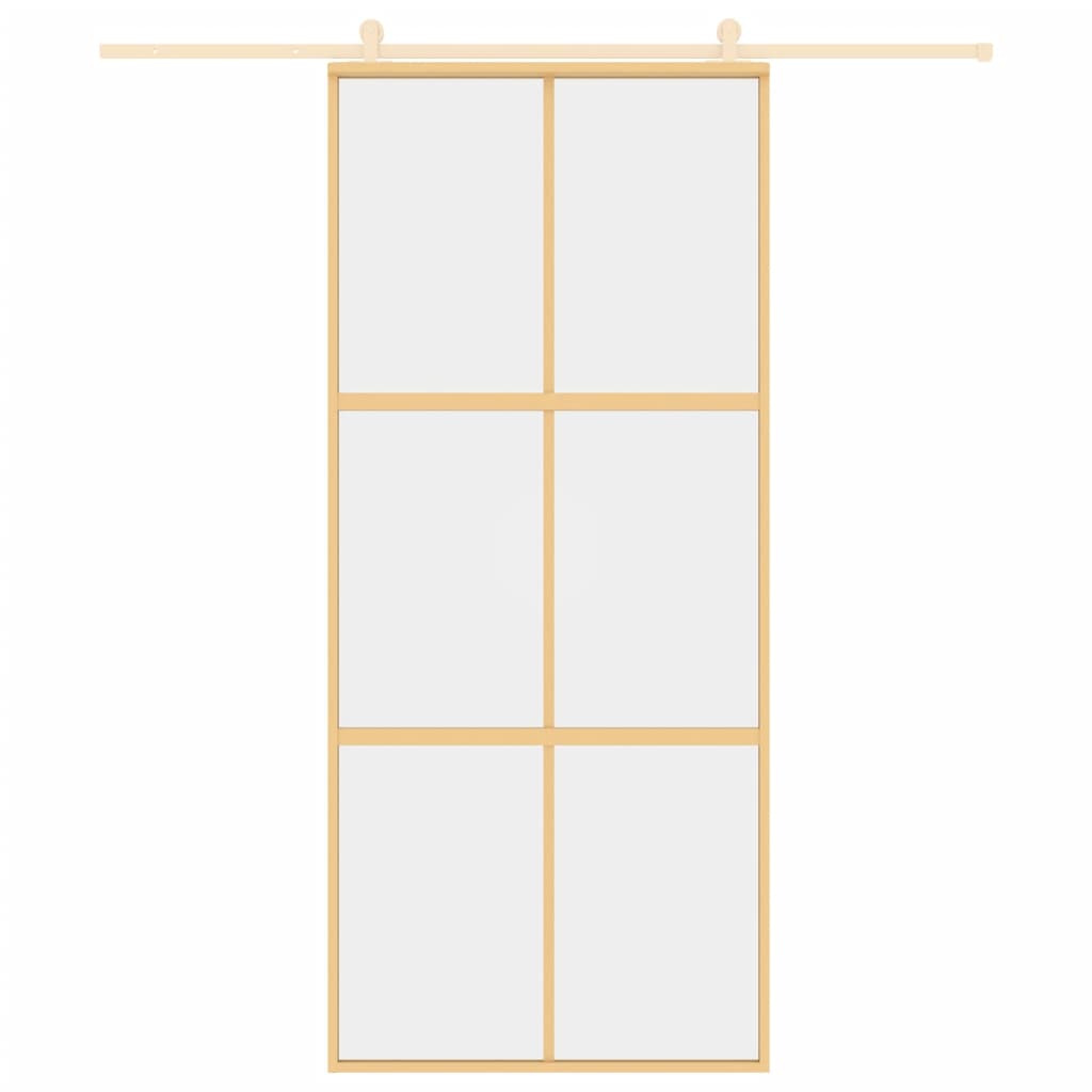 Vidaxl Schiebetür 90x205 cm klares ESG -Glas und Aluminium Gold gefärbt