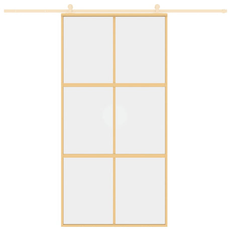 Vidaxl schuifdeur 102,5x205 cm helder esg-glas en aluminium goudkleur
