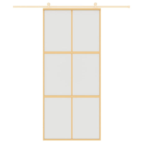 Vidaxl schuifdeur 90x205 cm mat esg-glas en aluminium goudkleurig