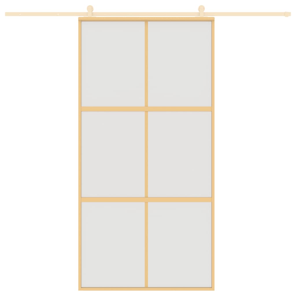 Vidaxl Porte coulissante 102.5x205 cm Verre ESG mate et aluminium or de couleur