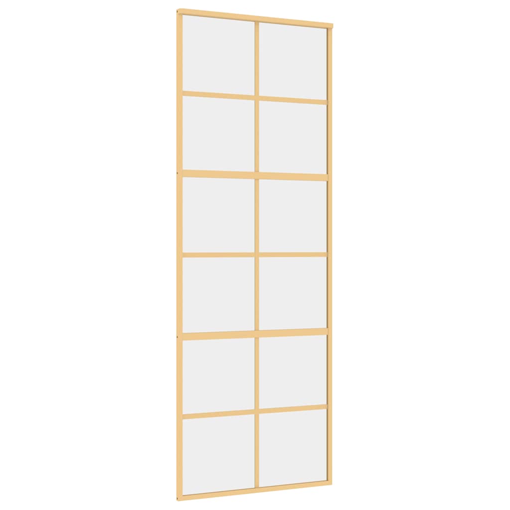 Vidaxl schuifdeur 76x205 cm helder esg-glas en aluminium goudkleurig