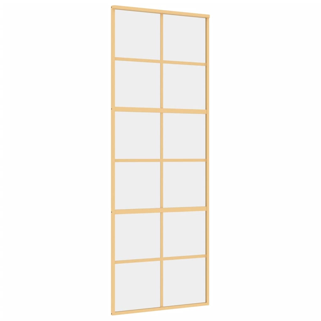 Vidaxl schuifdeur 76x205 cm helder esg-glas en aluminium goudkleurig