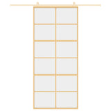 Porta scorrevole Vidaxl 90x205 cm Clear ESG Glass e in oro in alluminio