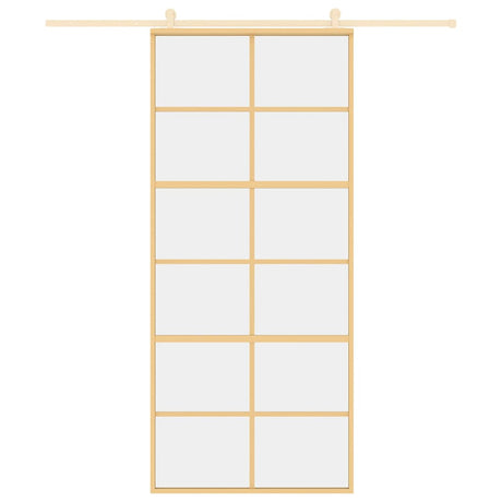 Vidaxl schuifdeur 90x205 cm helder esg-glas en aluminium goudkleurig
