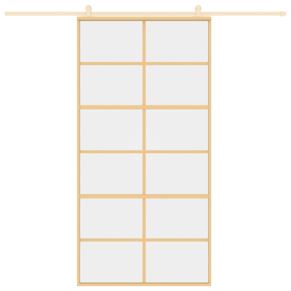 VidaXL Schuifdeur 102,5x205 cm helder ESG-glas en aluminium goudkleur