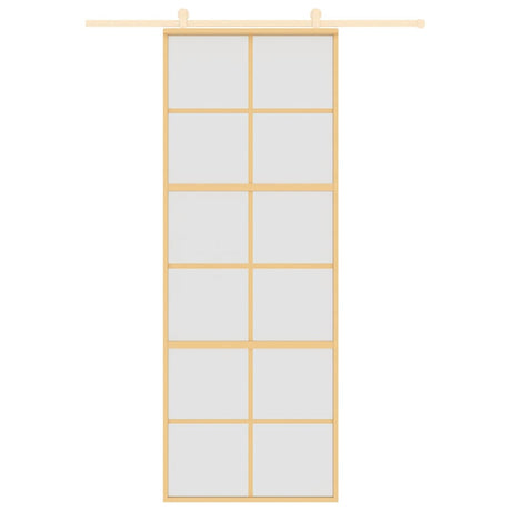 Vidaxl schuifdeur 76x205 cm mat esg-glas en aluminium goudkleurig