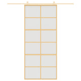 Vidaxl schuifdeur 90x205 cm mat esg-glas en aluminium goudkleurig