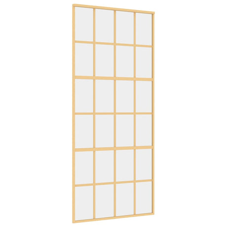 Vidaxl schuifdeur 90x205 cm helder esg-glas en aluminium goudkleurig