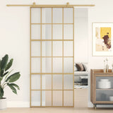 Vidaxl Schiebetür 90x205 cm mattes ESG -Glas und Aluminium Gold gefärbt