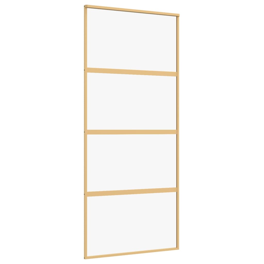 Vidaxl rutscht Dier 90x205 cm kloer ESG Glas an Aluminium Gold faarweg