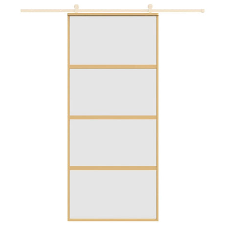 Vidaxl schuifdeur 90x205 cm mat esg-glas en aluminium goudkleurig