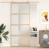 Vidaxl schuifdeur 90x205 cm mat esg-glas en aluminium goudkleurig