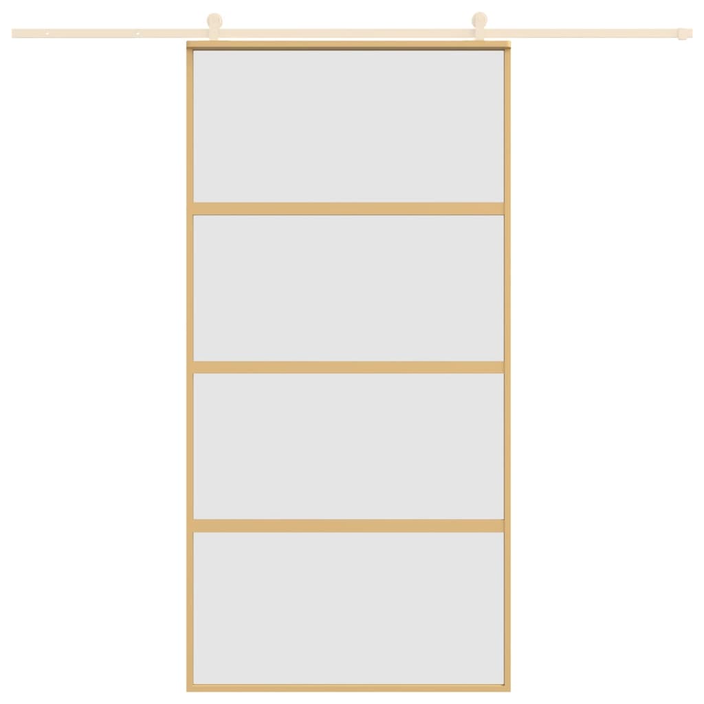 Puerta corredera de Vidaxl 102.5x205 cm de vidrio ESG mate y dorado de aluminio