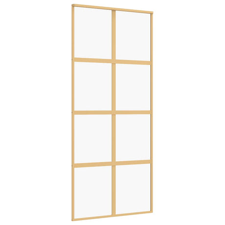 Vidaxl schuifdeur 90x205 cm helder esg-glas en aluminium goudkleurig
