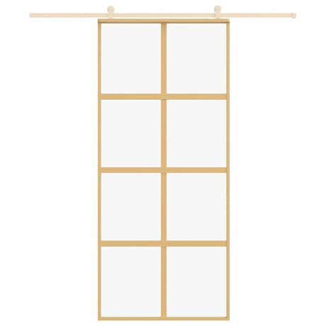 Vidaxl schuifdeur 90x205 cm helder esg-glas en aluminium goudkleurig