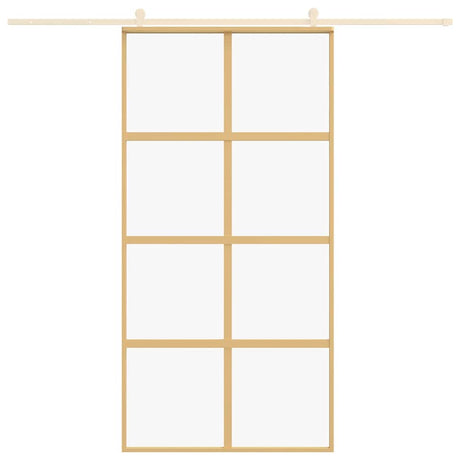 Vidaxl schuifdeur 102,5x205 cm helder esg-glas en aluminium goudkleur