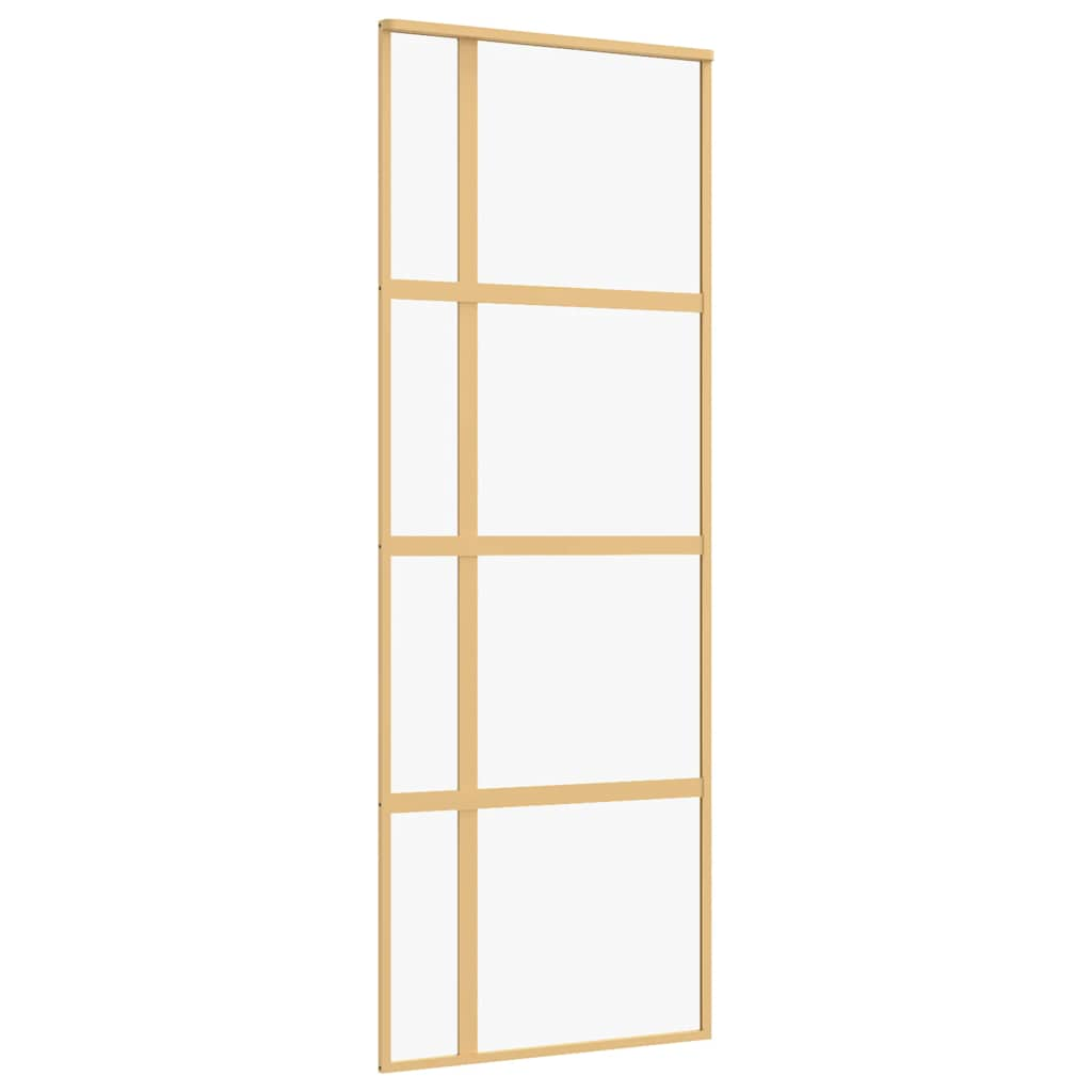 Vidaxl schuifdeur 76x205 cm helder esg-glas en aluminium goudkleurig