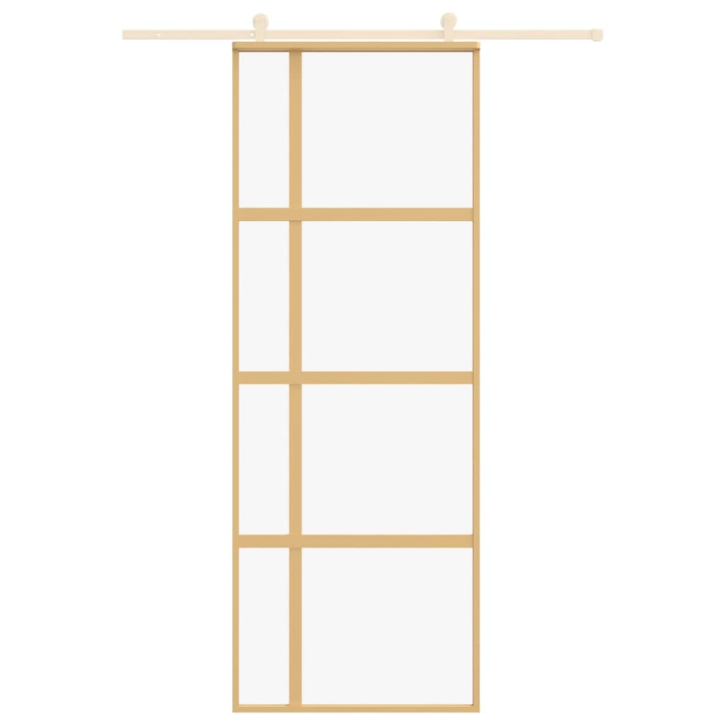 Vidaxl schuifdeur 76x205 cm helder esg-glas en aluminium goudkleurig