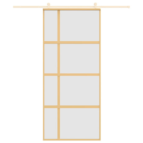 Vidaxl schuifdeur 90x205 cm mat esg-glas en aluminium goudkleurig