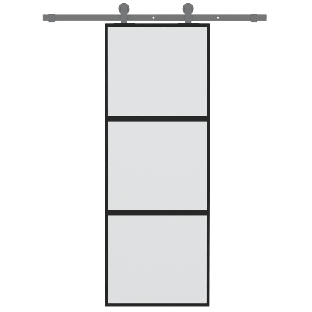 Vidaxl sliding door 76x205 cm hardened glass and aluminum black