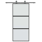 Vidaxl schuifdeur 90x205 cm gehard glas en aluminium zwart