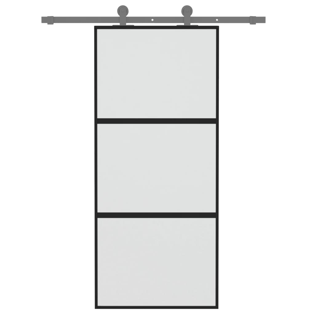 Vidaxl sliding door 90x205 cm hardened glass and aluminum black