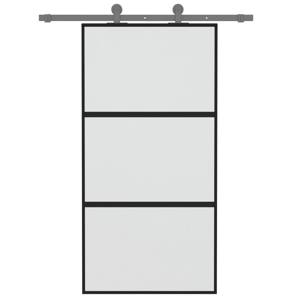 Puerta corredera Vidaxl 102.5x205 cm de vidrio endurecido y negro de aluminio