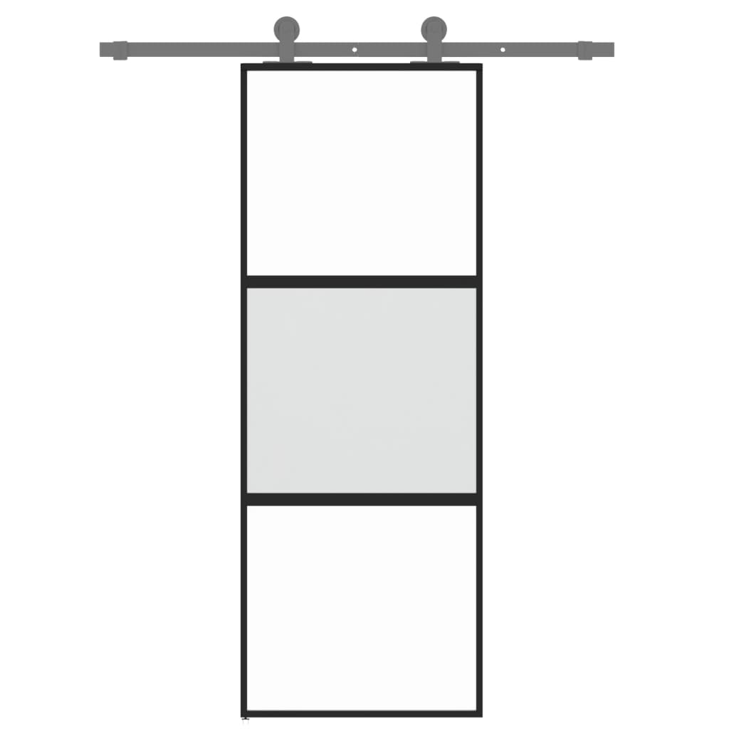 Vidaxl rutscht Dier 76x205 cm häertege Glas an Aluminium schwaarz