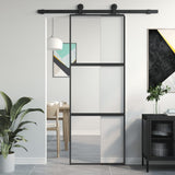 Vidaxl sliding door 76x205 cm hardened glass and aluminum black