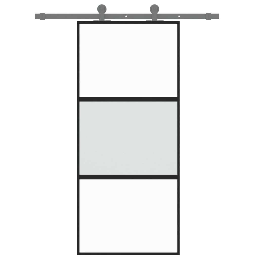 Vidaxl Schiebetür 90x205 cm gehärtetes Glas und Aluminiumschwarz