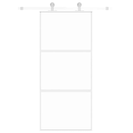 Vidaxl schuifdeur 90x205 cm gehard glas en aluminium wit