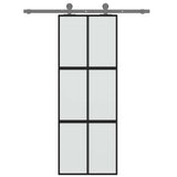 Vidaxl schuifdeur 76x205 cm gehard glas en aluminium zwart