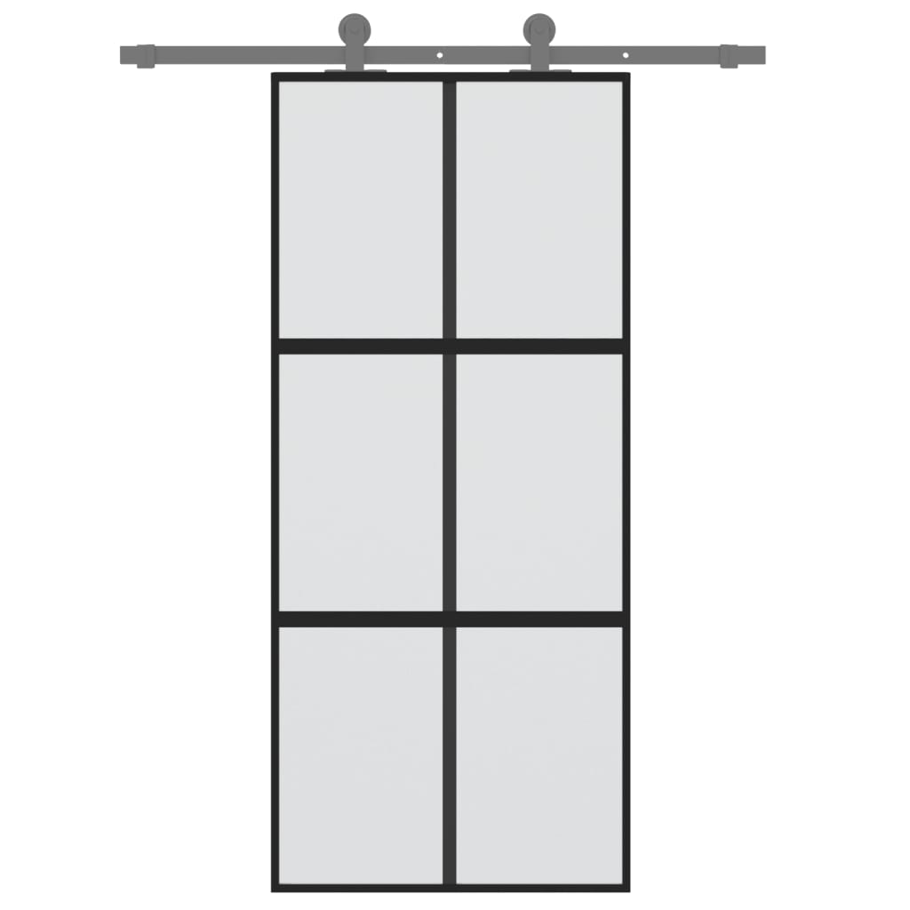 VidaXL Schuifdeur 90x205 cm gehard glas en aluminium zwart