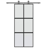 Vidaxl schuifdeur 90x205 cm gehard glas en aluminium zwart