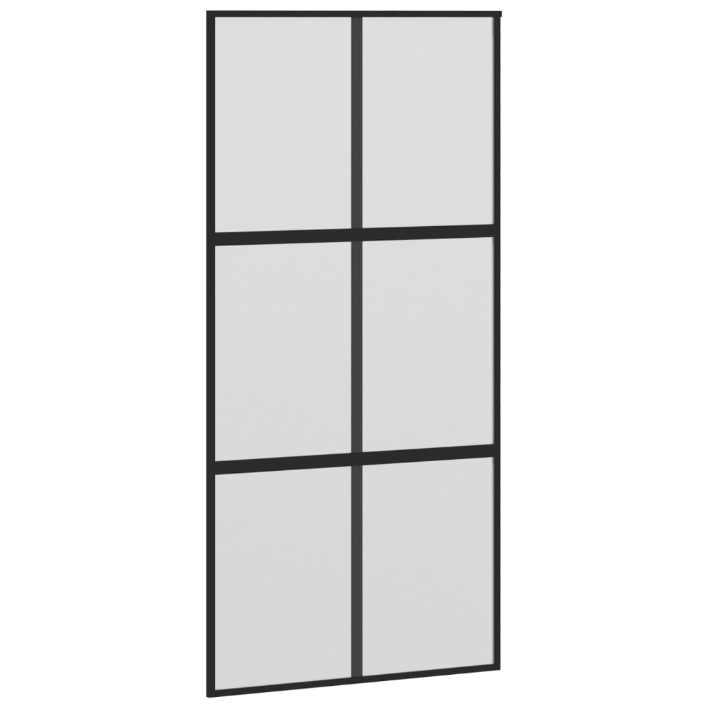 Puerta corredera Vidaxl 102.5x205 cm de vidrio endurecido y negro de aluminio