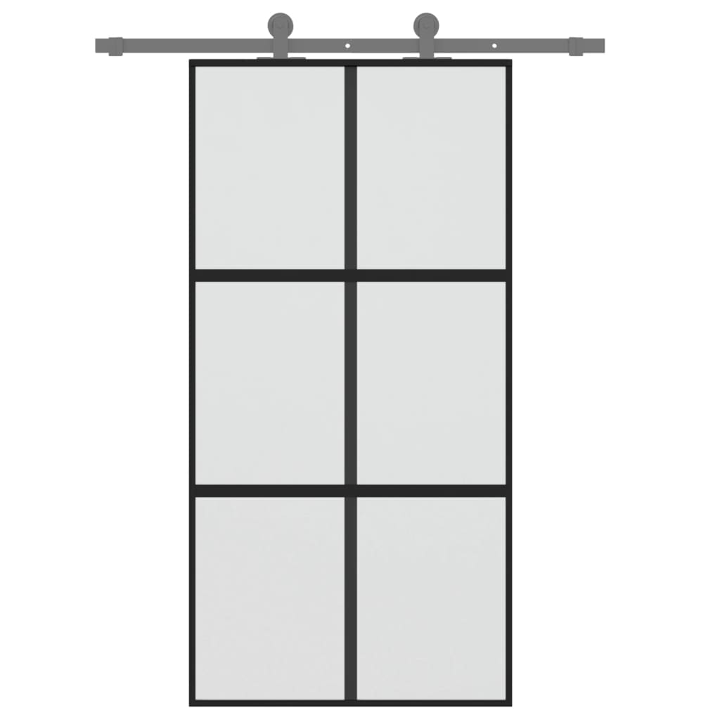 Vidaxl skjutdörr 102.5x205 cm härdat glas och aluminium svart